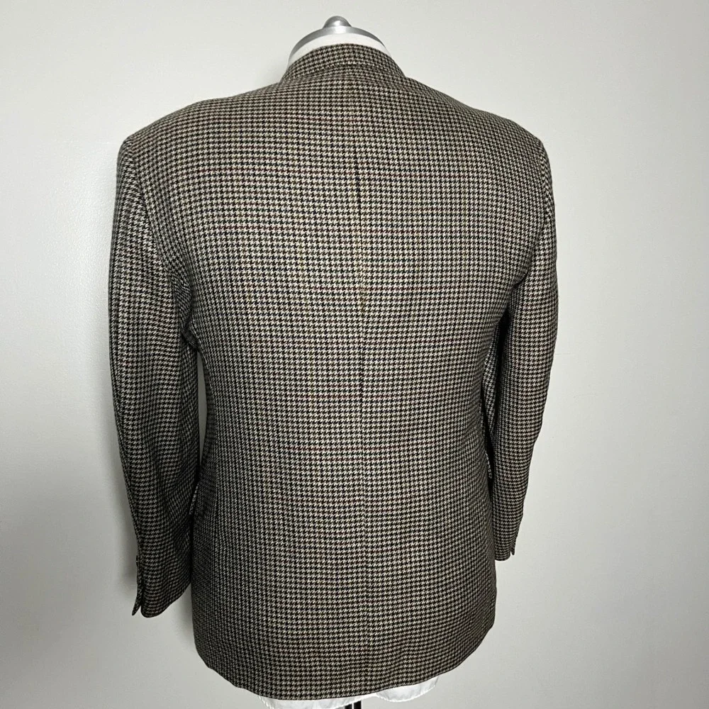 Tommy Hilfiger Sport Coat Mens 42R Brown Houndstooth 3-Button Wool Blazer